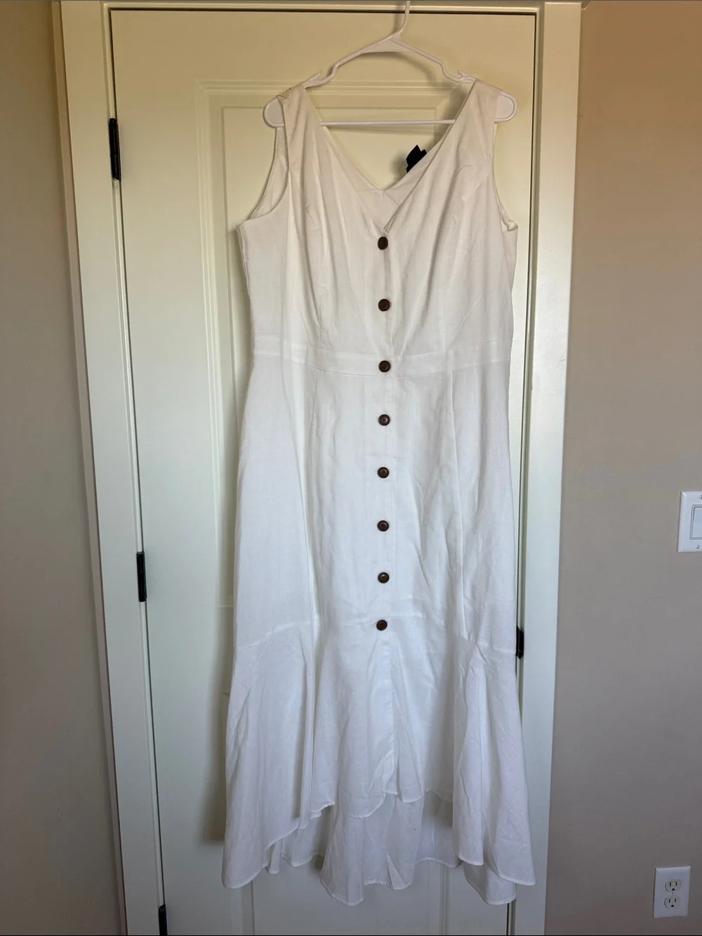 City Chic | White High-Low Button Front Maxi Dress | Size 18 - Picture 1 of 5